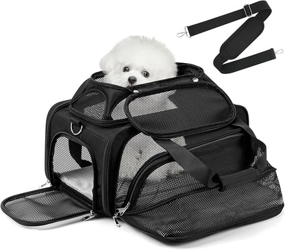 pidipiti 17x11x9.5 Alaska Hawaiian Southwest Airline Approved top and 1 Side Expandable pet Carrier for Extra-Small Dog/Small cat up to 5 lbs