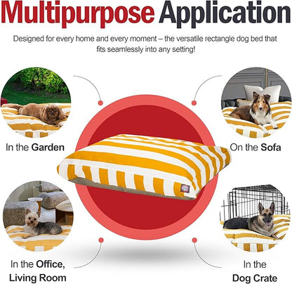 Majestic Pet Rectangle Large Dog Bed Washable – Non Slip Comfy Pet Bed – Dog Crate Bed with Removable Washable Cover – Dog Kennel Bed for Sleeping - Dog Bed Large Breed 44x36x5 Inch – Yellow