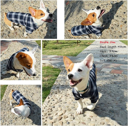 Koneseve Dog Shirt, Pet Plaid Clothes Shirt T-Shirt Sweater Matching Breathable for Small Medium Large Dog Cat Puppy Adorable Casual Cozy Halloween Thanksgiving Christmas Costumes (Blue; 7XL)