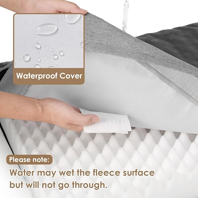 EHEYCIGA Orthopedic Dog Bed Waterproof 47"x29", Memory Foam Pet Bed for XXLarge Dog Bed, Washable Pet Mat with Removable Cover, Grey