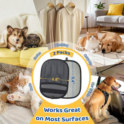 Pet Hair Removal Glove for Dogs & Cats, 2 Packs Five-Finger Grip, Grey | Reusable Washable Pet Hair Remover Tool, Lightweight Ergonomic Portable Dog Hari Remover for Couch, Carpet, Bed, Cloth