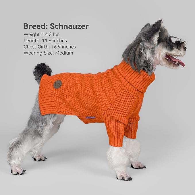 cyeollo Dog Sweater Pullover Turtleneck for Large Dogs, Classic Knitwear Fall Winter Cold Weather Dog Clothes Warm Pet Apparel Small Medium Large Dogs Sweaters, Orange 2XL