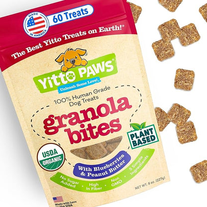 Organic Dog Treats – Crunchy, Blueberry & Peanut Butter Training Dog Biscuits – Vegan, Human-Grade, No Sugar Added – Healthy, All Natural – Made in USA, (8 oz)