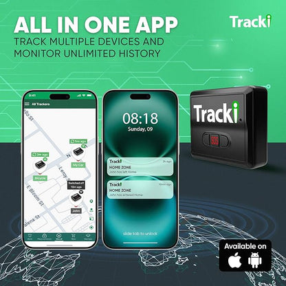 Tracki GPS Tracker for Vehicles – Real-Time 4G LTE Assets & Car Tracking Device with App, Magnetic Mount, Compact Design, Worldwide Coverage – iOS & Android (Tracker 2 Years Subscription Incl.)