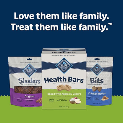 Blue Buffalo Health Bars Mini Crunchy Dog Biscuits, Oven-Baked with Natural Ingredients, Apples & Yogurt, 32-oz Bag (Pack of 2)