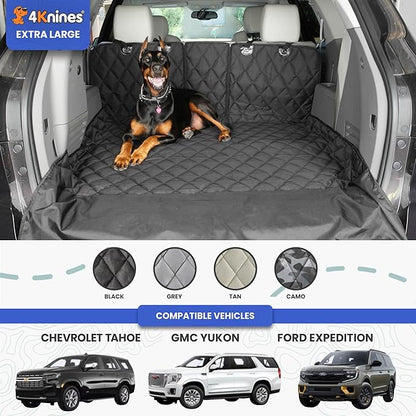 4Knines Split Cargo Liner for SUV – for Dogs & Pets, Heavy-Duty, Waterproof Trunk Mat & Cargo Cover – Fits 60/40 Split Bench & Armrest Pass-Through – Machine Washable, Non-Slip (Extra Large, Black)