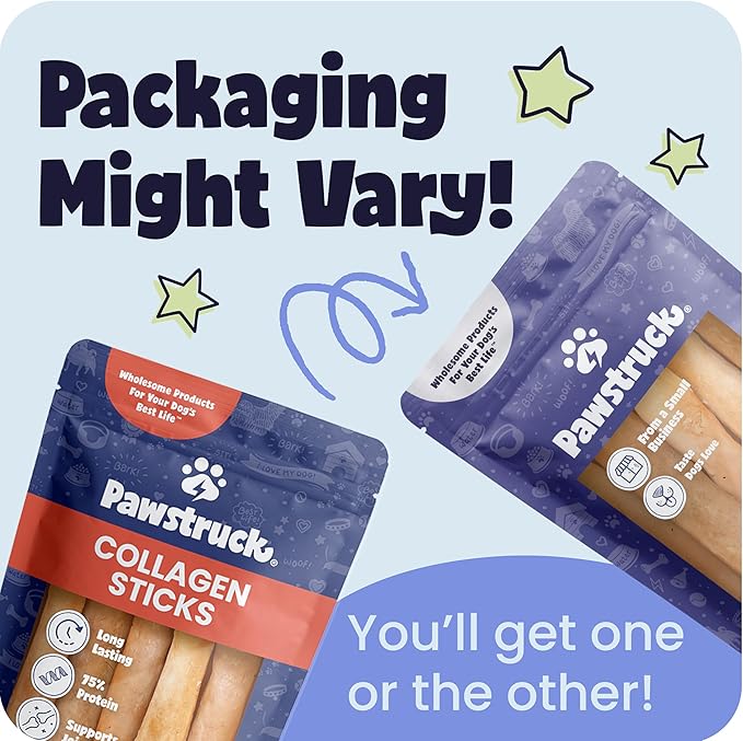 Pawstruck Natural Large 12" Beef Collagen Sticks for Dogs – Long-Lasting Rawhide Alternative, High Protein Treats with Chondroitin & Glucosamine – 5 Pack
