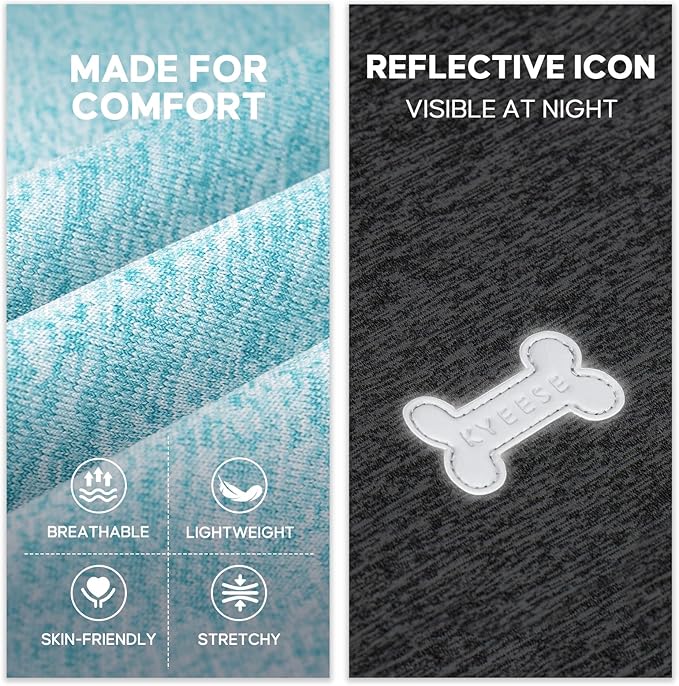 KYEESE 2Pack Dog Shirt, Lightweight Sun Protection Sleeveless Dog T Shirts for Medium Large Dogs Boy, Breathable Pet Reflective Tank Top Summer Dogs Clothes for Outdoor Walking, Grey+Sky Blue, 2XL