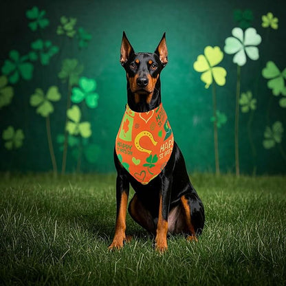 St Patricks Day Dog Bandanas for Large Dogs 7 Pcs Sewing Hemming Dogs Bandanas 33 Inch Shamrocks Scarves Grooming L
