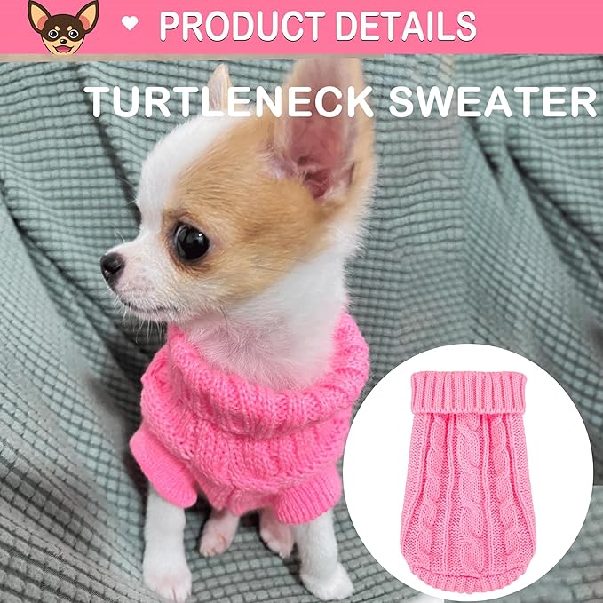 2 Pack Dog Sweaters for Small Dogs, Chihuahua Yorkie Sweater, Dog Clothes for Small Dogs, Winter Warm Pullover Clothing, Pet Cat Cold Weather Puppy Clothes Outfits M