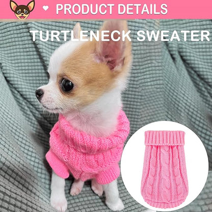 2 Pack Dog Sweaters for Small Dogs, Chihuahua Yorkie Sweater, Dog Clothes for Small Dogs, Winter Warm Pullover Clothing, Pet Cat Cold Weather Puppy Clothes Outfits L