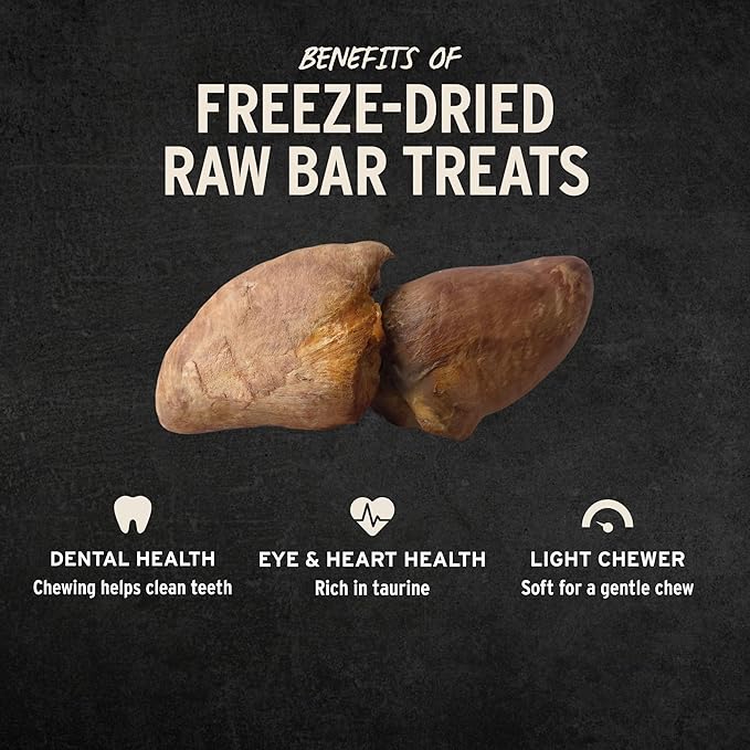 Vital Essentials RAW BAR Freeze-Dried Raw Turkey Hearts Dog Treats | Single Ingredient | Premium Quality | Grain Free Training Treats for Dogs, 1.6 oz Bag