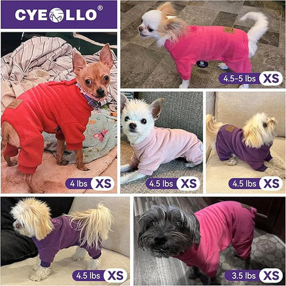 cyeollo XS Dog Pajamas, Warm Dog Pjs Turtleneck Dog Sweater Doggie Onesie Soft Stretchy Sweaters for Small Dogs Winter Dogs Coat Pet Jammies Clothes for Puppy Female & Male, Beige XS