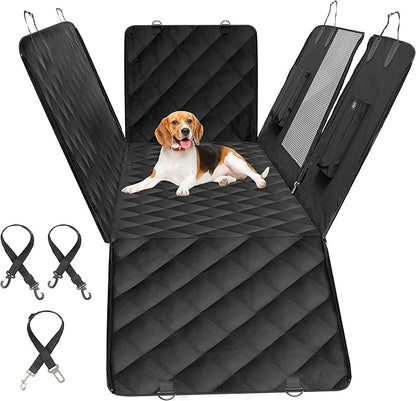YSSOA Dog Car Seat Cover for Back Seat, Durable Waterproof Nonslip Pets Hammock with Mesh Window and Storage Pocket, Suitable for Cars, Trucks, SUVs, X-Large