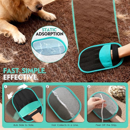 Pet Hair Remover for Dogs & Cats: Reusable Five-Finger Static Hair Removal Tool, Upgraded Lint Remover for Couch, Furniture, Bedding, Car & Clothes – Pet Supplies for Home & Travel