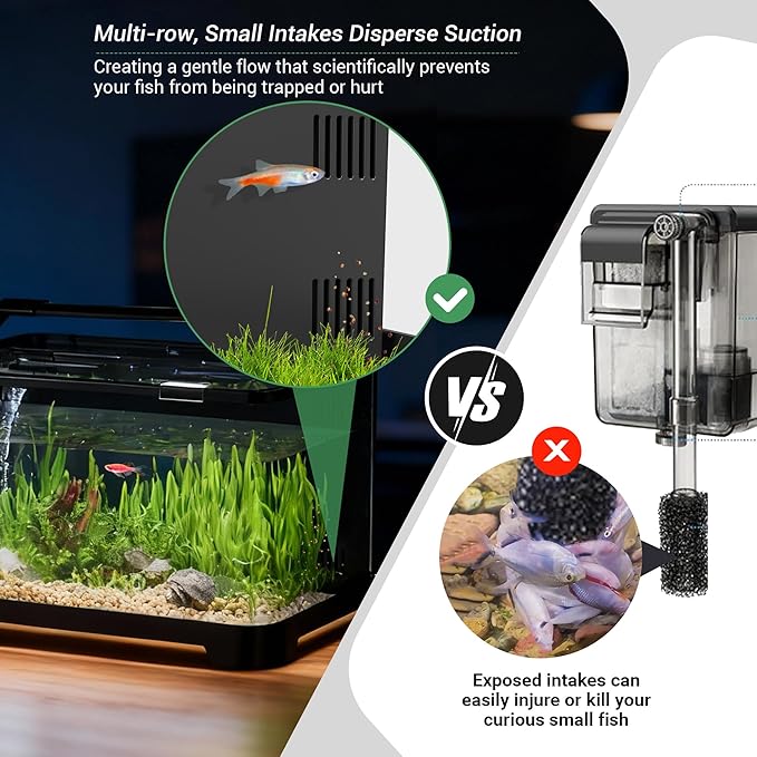 3.5 Gallon Betta Fish Tank, All in One Aquarium Starter Kits with Back Filter, Adjustable Pump, 25W Heater, LED Thermometer, LED Light with Timer & Water Changer Kit, for Mom Wife