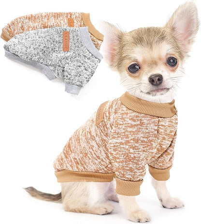 2 Pack 2.5-3.5lbs Dog Sweaters for Small Dogs Dog Clothes Winter Fleece Puppy Sweater Warm Pet Outfits for Yorkie, Chihuahua, Bulldog, Dachshund, Pug, XXS