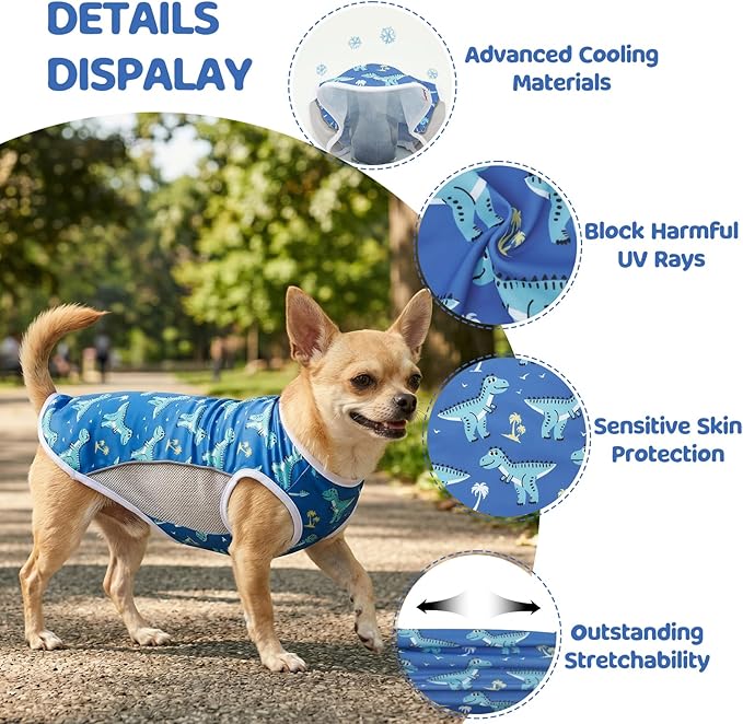 UPF 50+ Sun Protection Dog T-Shirt, 2 Pack Lightweight Sleeveless Dog Vest for Small Dogs Boy – Reflective Strips, Quick-Dry Pet Apparel, Sports Fan Shirt P23ST00507M