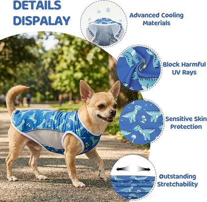UPF 50+ Sun Protection Dog T-Shirt, 2 Pack Lightweight Sleeveless Dog Vest for Medium Dogs Boy – Reflective Strips, Quick-Dry Pet Apparel, Sports Fan Shirt P23ST00507XXL