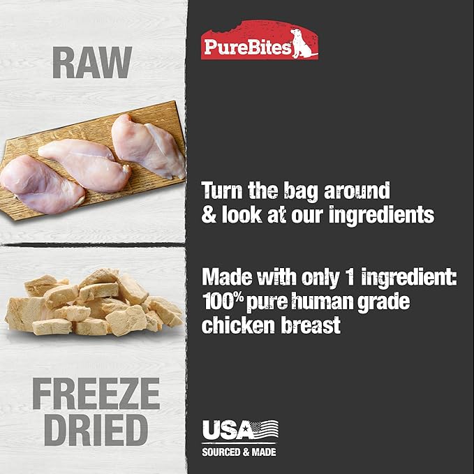 PureBites Chicken Breast Freeze Dried Dog Treats, 1 Ingredient, Made in USA, 6.2oz