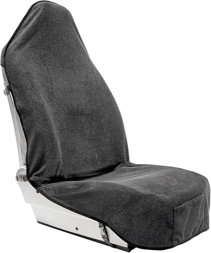 Season Guard Terry Cloth Sweat Towel Seat Cover; Carseat Towel Protector; Great for Gym Workout; Waterproof; Universal Fit for Car SUV Van Truck; EZ fit; Non Slip Grip; Machine Washable; 1pc Grey