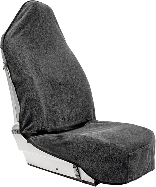 Season Guard Terry Cloth Sweat Towel Seat Cover; Carseat Towel Protector; Great for Gym Workout; Waterproof; Universal Fit for Car SUV Van Truck; EZ fit; Non Slip Grip; Machine Washable; 1pc Grey
