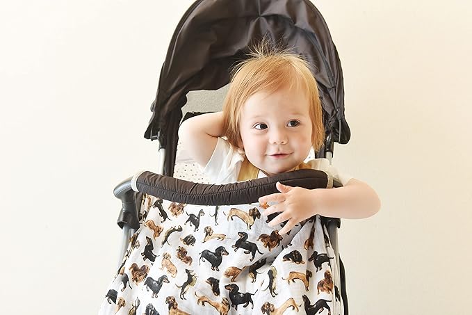 Mud Pie Dachshund Print Baby Swaddle Blanket, 47" x 47"
