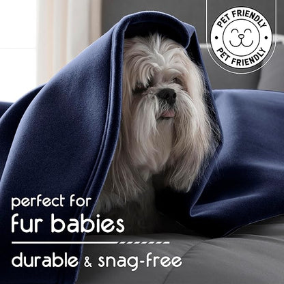 King Throw Blanket | Original Blanket | Snuggle-Ready | Durable Machine Washable Pet Friendly | All-Season Comfort | Layering Bed Sofa Blanket | Blanket for Bed | Cozy Throw Blanket | Navy