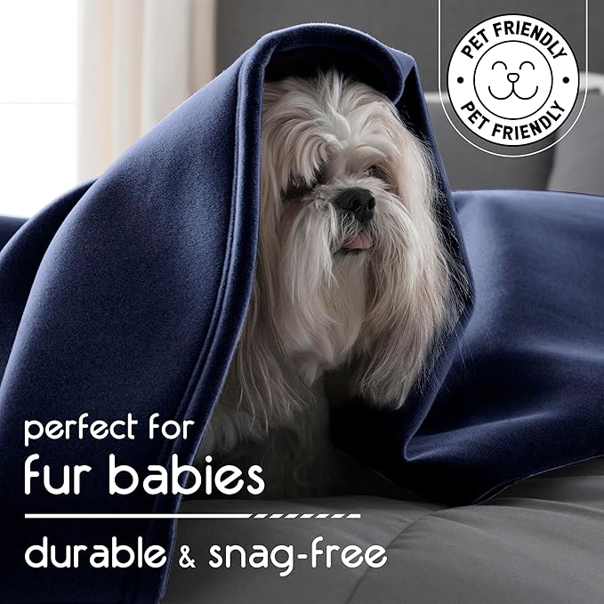 Vellux Original Queen Blanket - Soft Nylon Insulated Blanket for Bed Couch - Lightweight Machine Washable All Season - Pet Friendly Durable Wont Pill or Lint - 90x90 – Navy