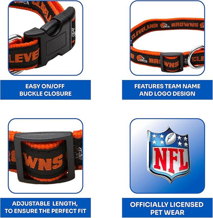Pets First NFL Cleveland Browns Licensed PET COLLAR, Large - Heavy-Duty, Strong, and Durable Dog Collar. Available in 31 Football Teams and 4 Sizes