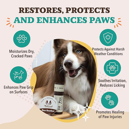 Natural Dog Company Paw Soother Balm & Wax - Dog Paw Balm & Moisturizer for Dry, Cracked Paw Pads, Helps Moisturize & Condition Worn Paws, Coconut Oil & Calendula, Daily Paws Care, 2 oz Tin