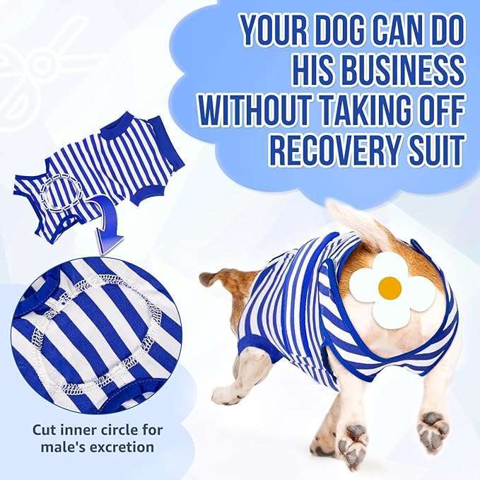 Lukovee Recovery Suit for Dogs, Zipper On Recovery Suit for Female Male Dog, Onesie Abdominal Wounds Cone E-Collar Alternative Prevent Licking Spay Recovery Suit (1BL,XL)