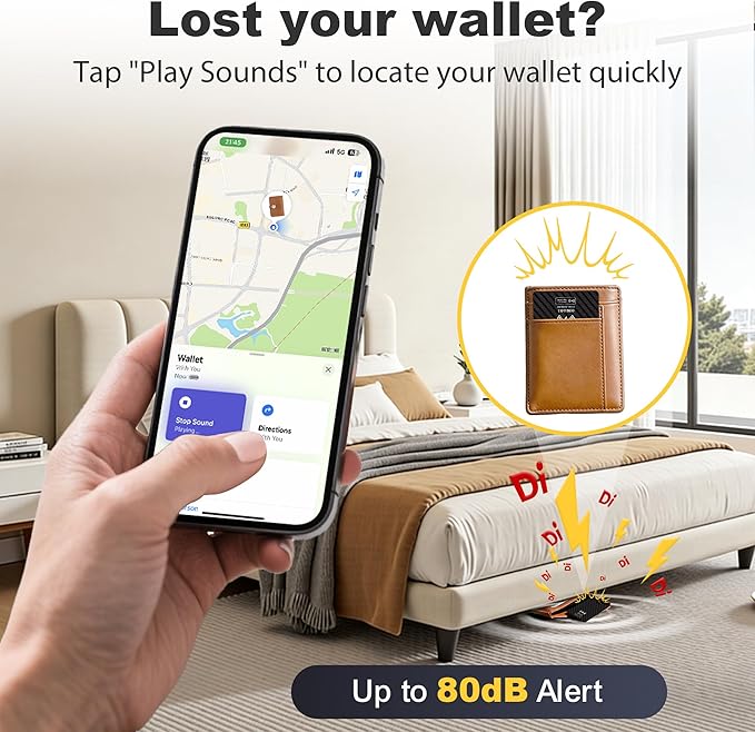 [Apple MFi Certified] Wallet Tracker Card with Apple Find My (iOS Only) Rechargeable Air Tracker Tags Bluetooth Wallet Finder IP68 Waterproof GPS Tracker Item Finder for Keys, Bags, Passport Black