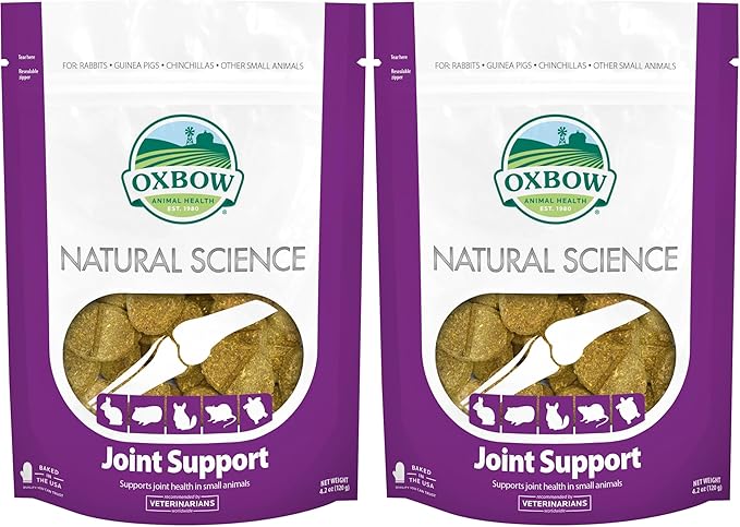 Oxbow Natural Science Joint Support,Anti Inflammatory Supplement for Rabbit & Guinea Pig,Oxbow Timothy Hay,Made with Glucosamine,Turmeric,& Yucca,Made in USA,4.2 oz Bag,(Pack of 2)