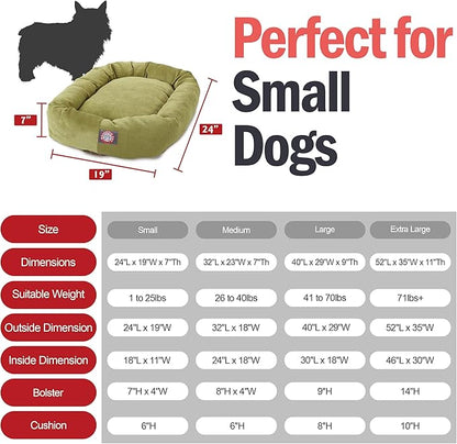 Majestic Pet Villa 24 Inch Shredded Memory Foam Dog Bed for Small Sized Dog 24x19x7 Inch–Orthopedic Pet Bed - Washable Small Puppy Mat with Head Support-Apple