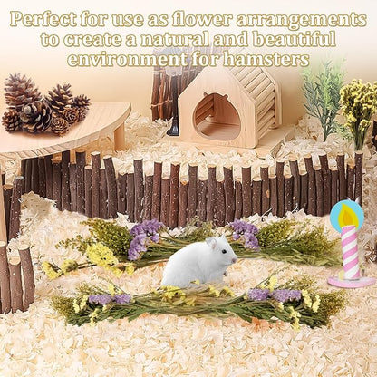 Sukh 42Pcs Herb Bedding Habitat Decor - Natural Flower Hamster Mate Herbs Sprays Cage Safe Pet Accessories Decorations Hideout for Hamsters Mouse Guinea Pig Dwarf Gerbils Syrian Mice