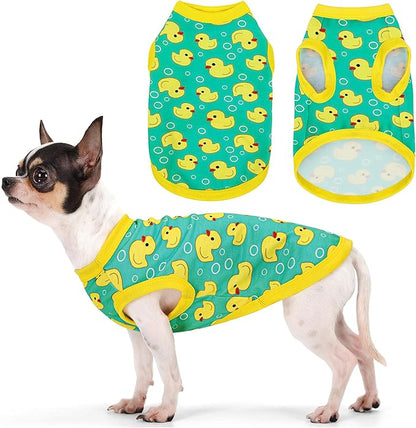 Adorable Yellow Duck Dog Shirt: Lightweight Polyester Cartoon Puppy Vest, Small Medium & Large Dog T-Shirt, Summer Pet Clothes, Cute Dog Apparel, Breathable Dog Tank Top 3XL