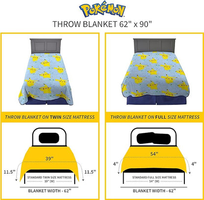 Franco Kids Bedding Super Soft Plush Throw Blanket, 62 in x 90 in, Pokemon