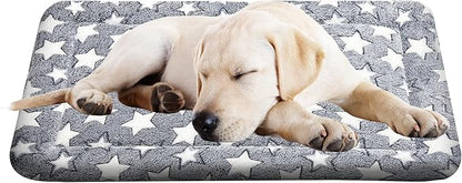 4 Pcs Washable Dog Bed Plush Orthopedic Outdoor Crate Mat with Non-Slip Bottom,Luxe Kennel Pad for Pets,Cozy Cage Cushion&Pet Sleeping Mattress Large Sized,Medium,Small Dogs,35 x 23 inch,Color Blend