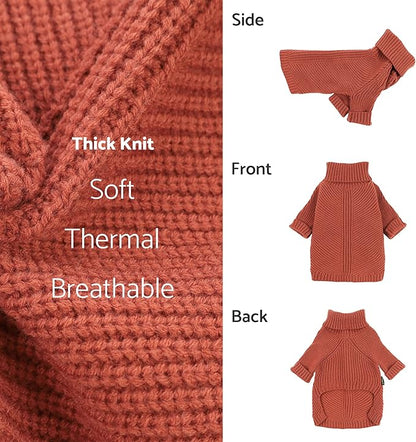 Fitwarm Thermal Knitted Dog Sweater Doggy Winter Coat Pet Clothes Doggie Turtleneck Jacket Puppy Outfits Cat Sweatsuit Red XS