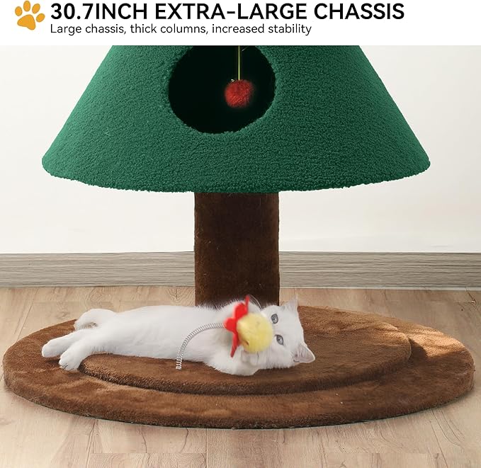 YITAHOME 60 in Christmas Cat Tree for Indoor Cats, Tall Cat Tower Furniture with 2 Large Condos, 5ft Christmas Tree Party Decoration with Cat House and Beds
