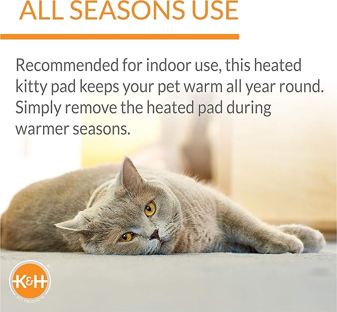 K&H Pet Products Thermo-Kitty Bed Deluxe Heated Cat Bed for Large Kitties - Indoor Heated Pet Bed for Dogs & Cats, Covered Cave Pet Tent, Machine Washable, Safety Listed - Large 20in Tan/Leopard