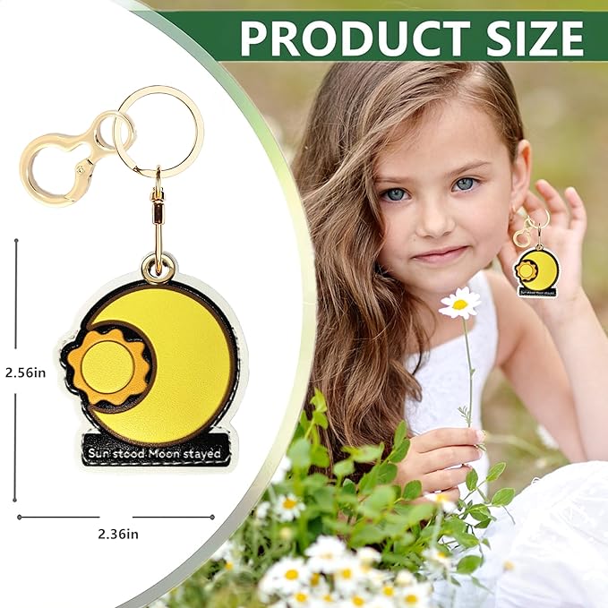 Leather Airtag Keychain Case Holder,Cute Protective Apple Air Tag Cover with Key Ring,Anti-Scratch Hidden Finder GPS Tracker Case for Wallet Keys,Bag,Pets,Backpack(Sun&Moon)