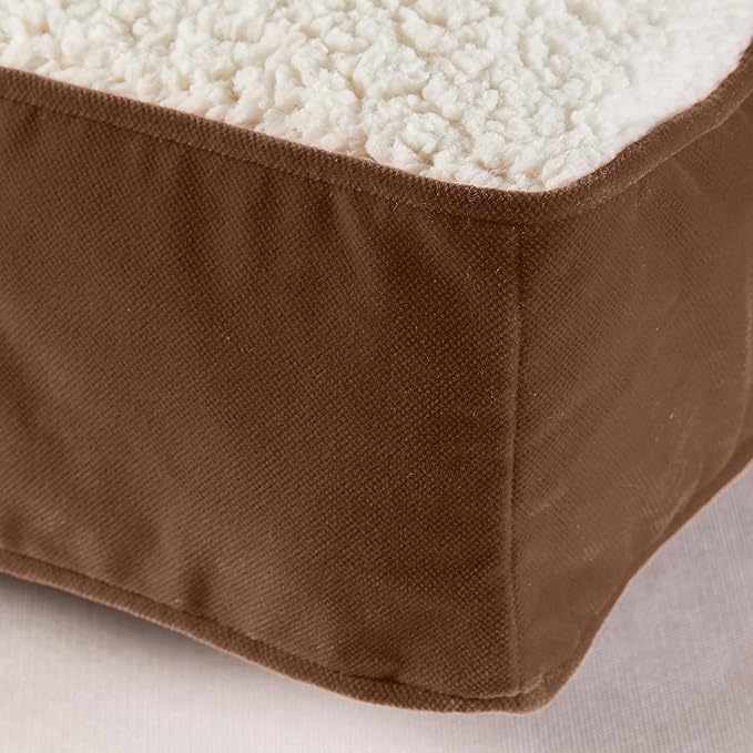 Happy Hounds Oscar Rectangle Orthopedic Foam Sherpa Dog Bed, Small (36 x 24 in.), Mocha