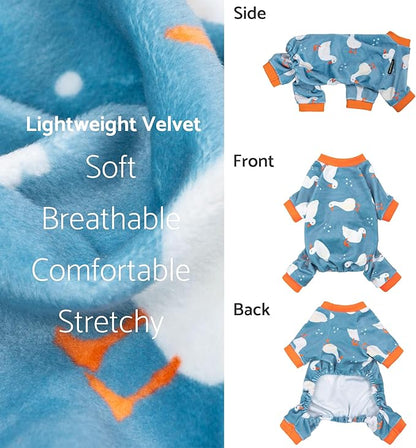 Fitwarm Adorable Duck Dog Pajamas, Warm Winter Dog Clothes for Small Dogs Boy Girl, Cozy Pet Onesie with Feet, Blue, White, Orange, XXL