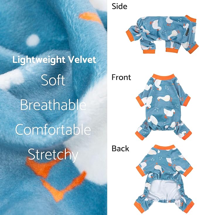 Fitwarm Adorable Duck Dog Pajamas, Warm Winter Dog Clothes for Small Dogs Boy Girl, Cozy Pet Onesie with Feet, Blue, White, Orange, Medium