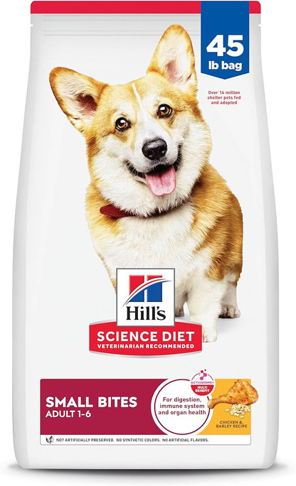 Hill's Science Diet Adult 1-6 Small Bites Dry Dog Food, Chicken & Barley, 45 lb. Bag