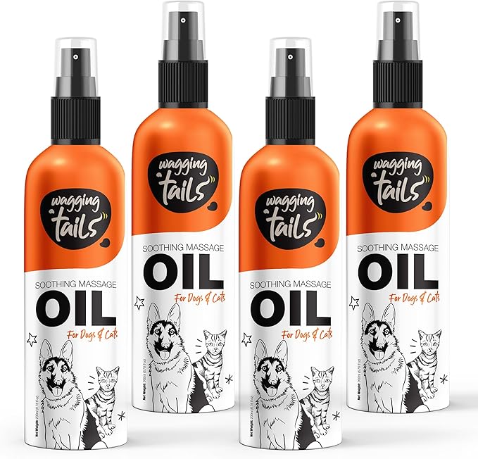 Wagging Tails 6-in-1 Soothing Oil - 6.76 fl oz (Pack of 4) for Dogs & Cats | Coconut Oil and Vitamin E Helps to Control Hair Fall and Its Suitable on Skin and Fur and Improves Coat Shine and Softness
