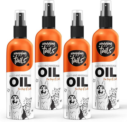 Wagging Tails 6-in-1 Soothing Oil - 6.76 fl oz (Pack of 4) for Dogs & Cats | Coconut Oil and Vitamin E Helps to Control Hair Fall and Its Suitable on Skin and Fur and Improves Coat Shine and Softness