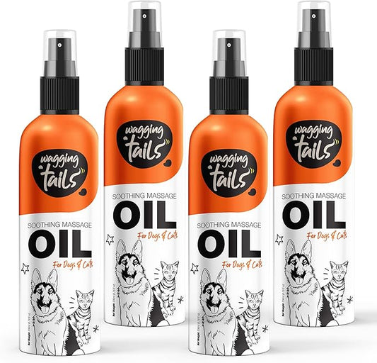 Wagging Tails 6-in-1 Soothing Oil - 6.76 fl oz (Pack of 4) for Dogs & Cats | Coconut Oil and Vitamin E Helps to Control Hair Fall and Its Suitable on Skin and Fur and Improves Coat Shine and Softness